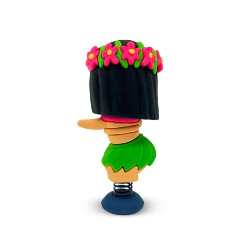 GOOFBALLS Hula Dancer Dashboard Bobblehead – Big Eyes, Grass Skirt, Sticky Pad – Fun Car Toy for Beach Lovers