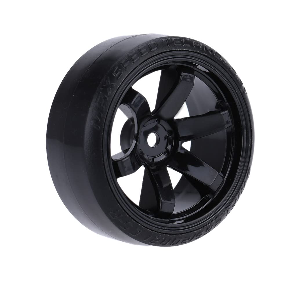 GoolRC 1/10 Drift Car Tires Hard Tyre Replacement Set of 4 (Black) - Fits Traxxas HSP Tamiya HPI Kyosho