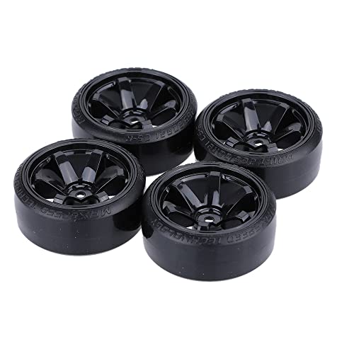 GoolRC 1/10 Drift Car Tires Hard Tyre Replacement Set of 4 (Black) - Fits Traxxas HSP Tamiya HPI Kyosho
