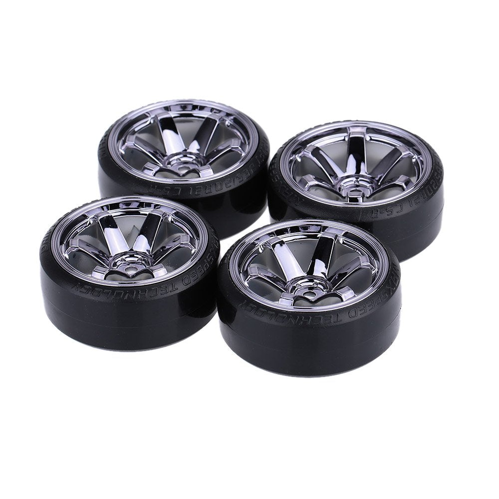 GoolRC 4-Pack 1/10 Scale Drift Car Tires – Hard Compound, Replacement for Traxxas HSP Tamiya HPI Kyosho (Titanium)
