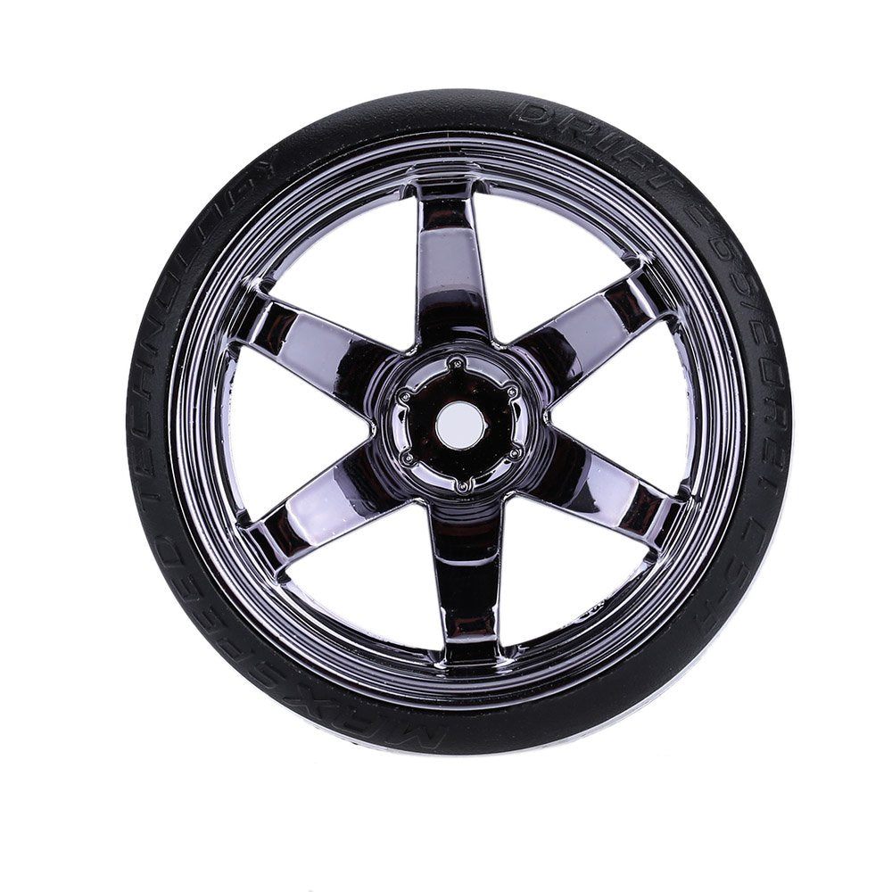 GoolRC 4-Pack 1/10 Scale Drift Car Tires – Hard Compound, Replacement for Traxxas HSP Tamiya HPI Kyosho (Titanium)