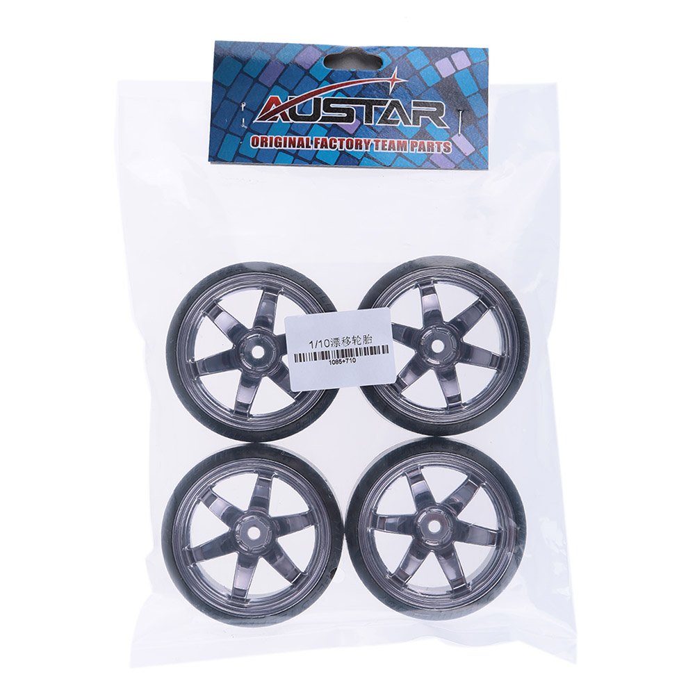 GoolRC 4-Pack 1/10 Scale Drift Car Tires – Hard Compound, Replacement for Traxxas HSP Tamiya HPI Kyosho (Titanium)