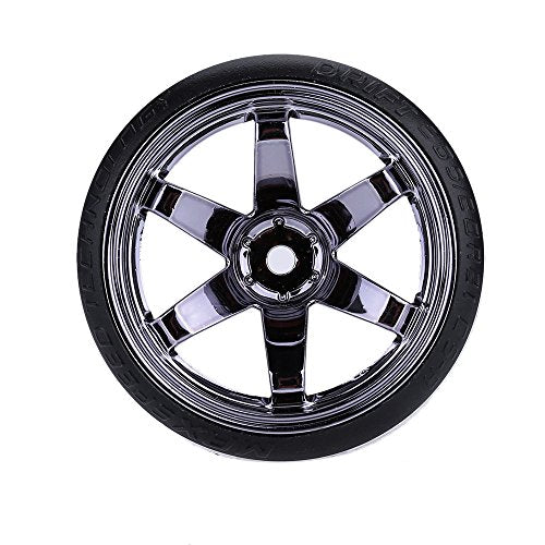 GoolRC 4-Pack 1/10 Scale Drift Car Tires – Hard Compound, Replacement for Traxxas HSP Tamiya HPI Kyosho (Titanium)