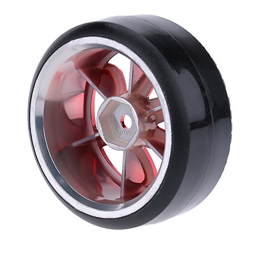 GoolRC 4-Pack Hard Plastic Drift Tires for 1/10 Scale RC Cars – Red, 61mm Diameter, 12mm Hex