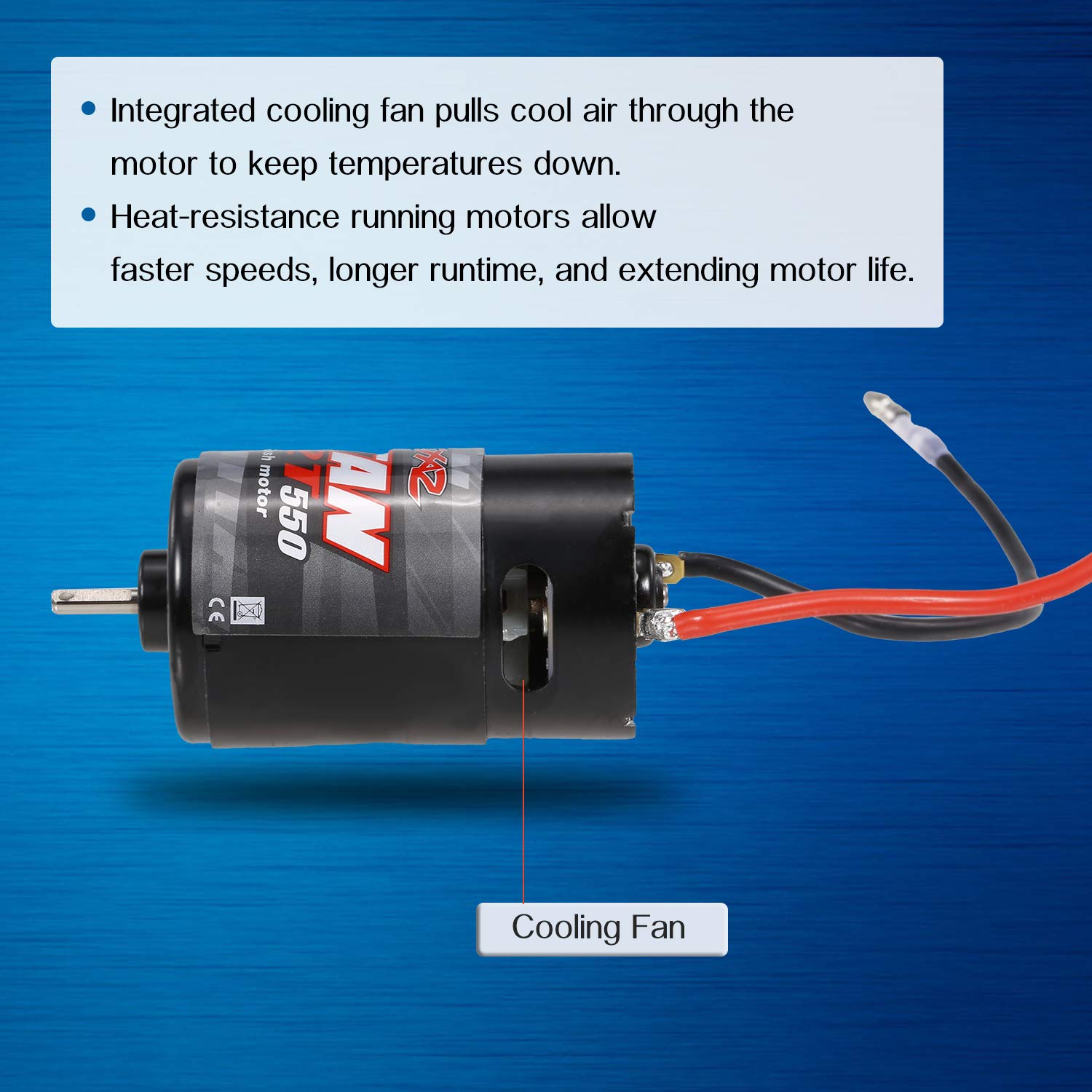 GoolRC 550 12T Brushed Motor with Integrated Fan for 1/10 RC Off-Road Cars