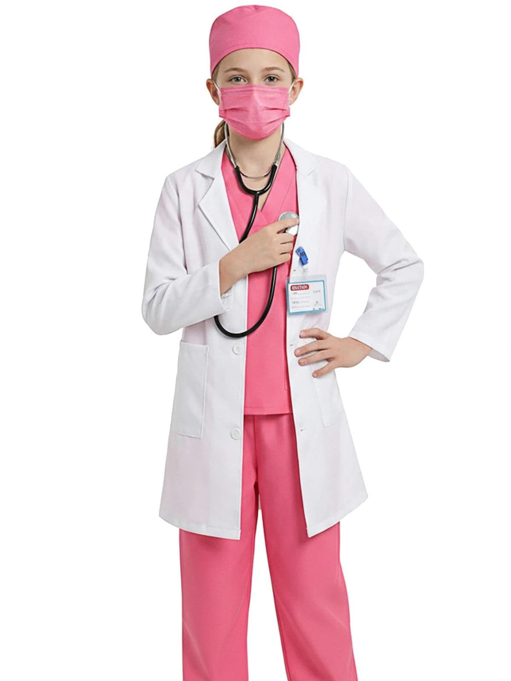 Gorkonpy Doctor Costume for Kids – Complete 7-Piece Dress Up Set with Lab Coat and Toy Medical Tools