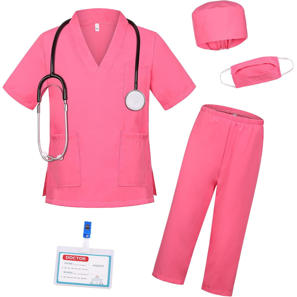 Gorkonpy Kids Doctor Costume Set with Lab Coat and Accessories for Ages 3-12