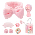 Goroovr 9-Piece Sleepover Party Supplies Kit for Girls – Pink Spa Headband, Eye Mask, Scrunchies & More