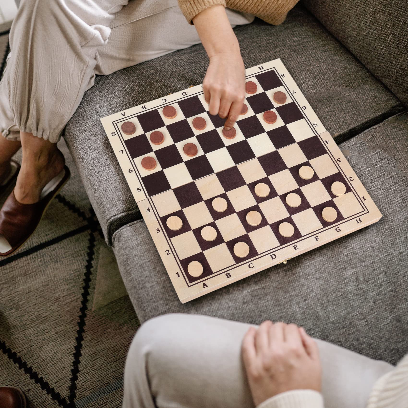GOTHINK 3-in-1 Wooden Board Game Set – Chess, Checkers & Backgammon for Family Travel and Gifting