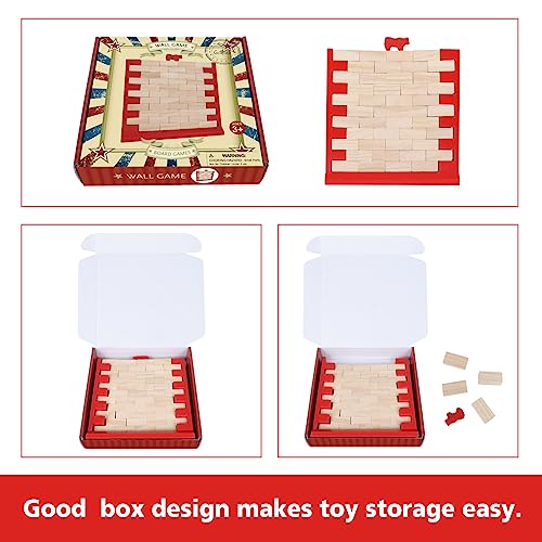 GOTHINK Brick Wall Game – Wooden Stacking Game for Family Game Night, Ages 3+