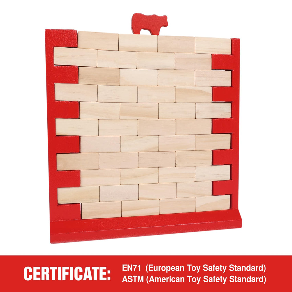 GOTHINK Brick Wall Game – Wooden Stacking Game for Family Game Night, Ages 3+