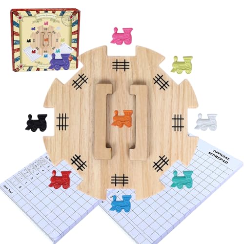 GOTHINK Mexican Train Dominoes Accessories Set – Pine Hub, 9 Metal Markers, Score Pads