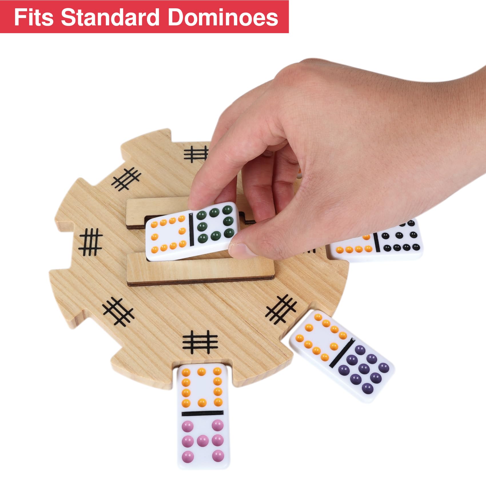 GOTHINK Mexican Train Dominoes Accessories Set – Pine Hub, 9 Metal Markers, Score Pads
