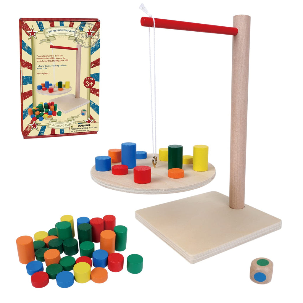 GOTHINK Wooden Balancing Pendulum Game – 42-Piece Montessori Stacking Toy for Kids & Adults
