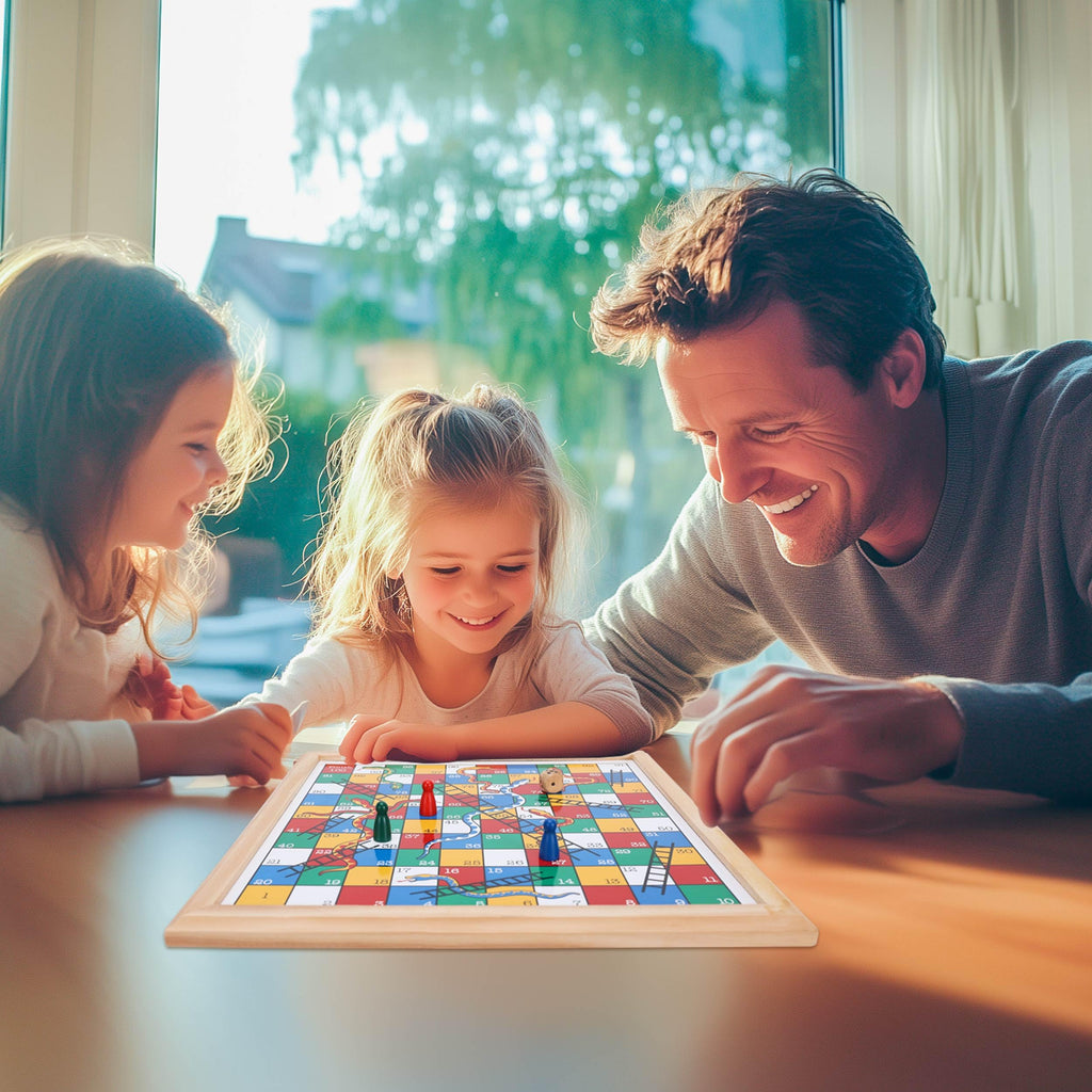 Gothink Wooden Snakes and Ladders – 13 Inch Classic Board Game, FSC Certified Pine, Ages 3+