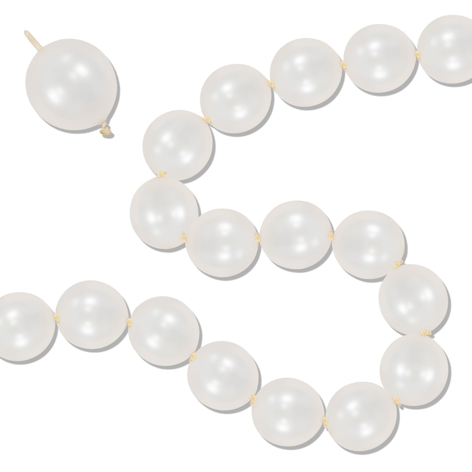 Govpy 100-Pack 6 Inch Pearl White Linking Balloons – Quick Link Tail for Easy Arch, Wall & Garland Decor