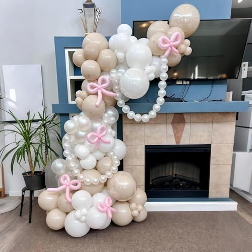 Govpy 100-Pack 6 Inch Pearl White Linking Balloons – Quick Link Tail for Easy Arch, Wall & Garland Decor