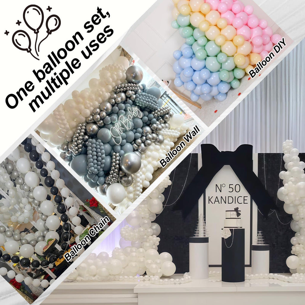 Govpy 100-Pack 6 Inch Pearl White Linking Balloons – Quick Link Tail for Easy Arch, Wall & Garland Decor