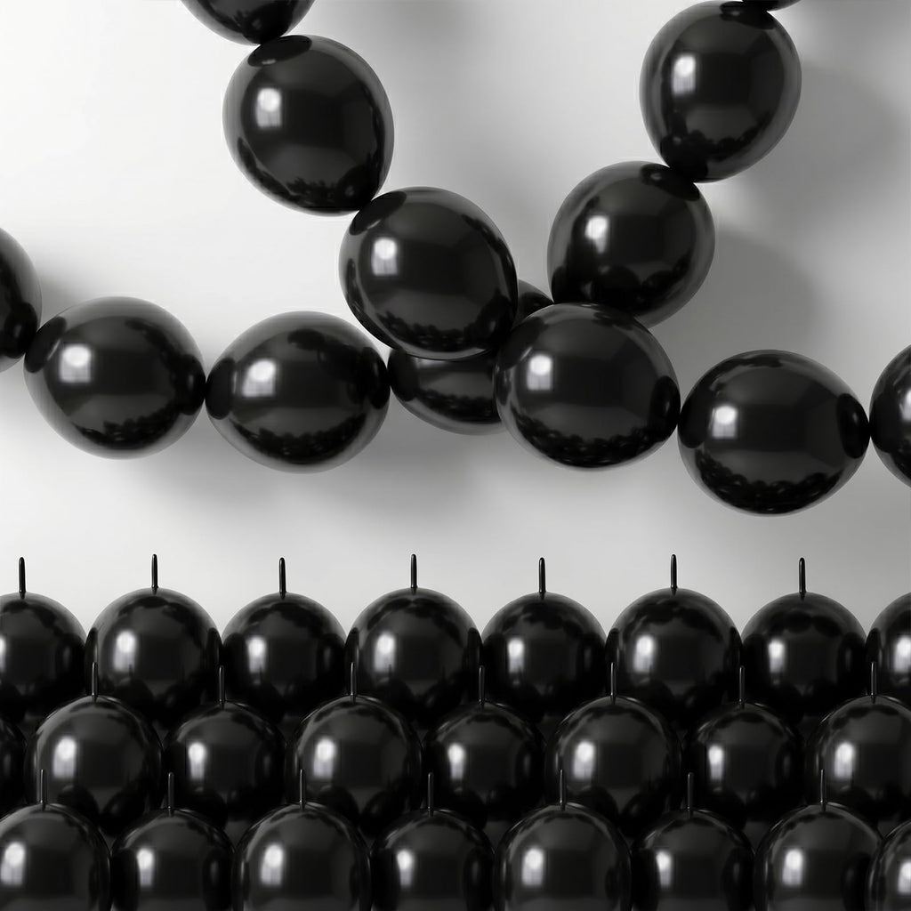 Govpy 100-Pack Black Linking Balloons (10 Inch) – Quick Link Balloons with Tail for Easy Assembly – for Weddings, Birthdays, and Party Decorations