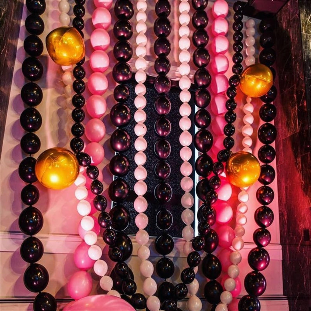 Govpy 100-Pack Black Linking Balloons (10 Inch) – Quick Link Balloons with Tail for Easy Assembly – for Weddings, Birthdays, and Party Decorations