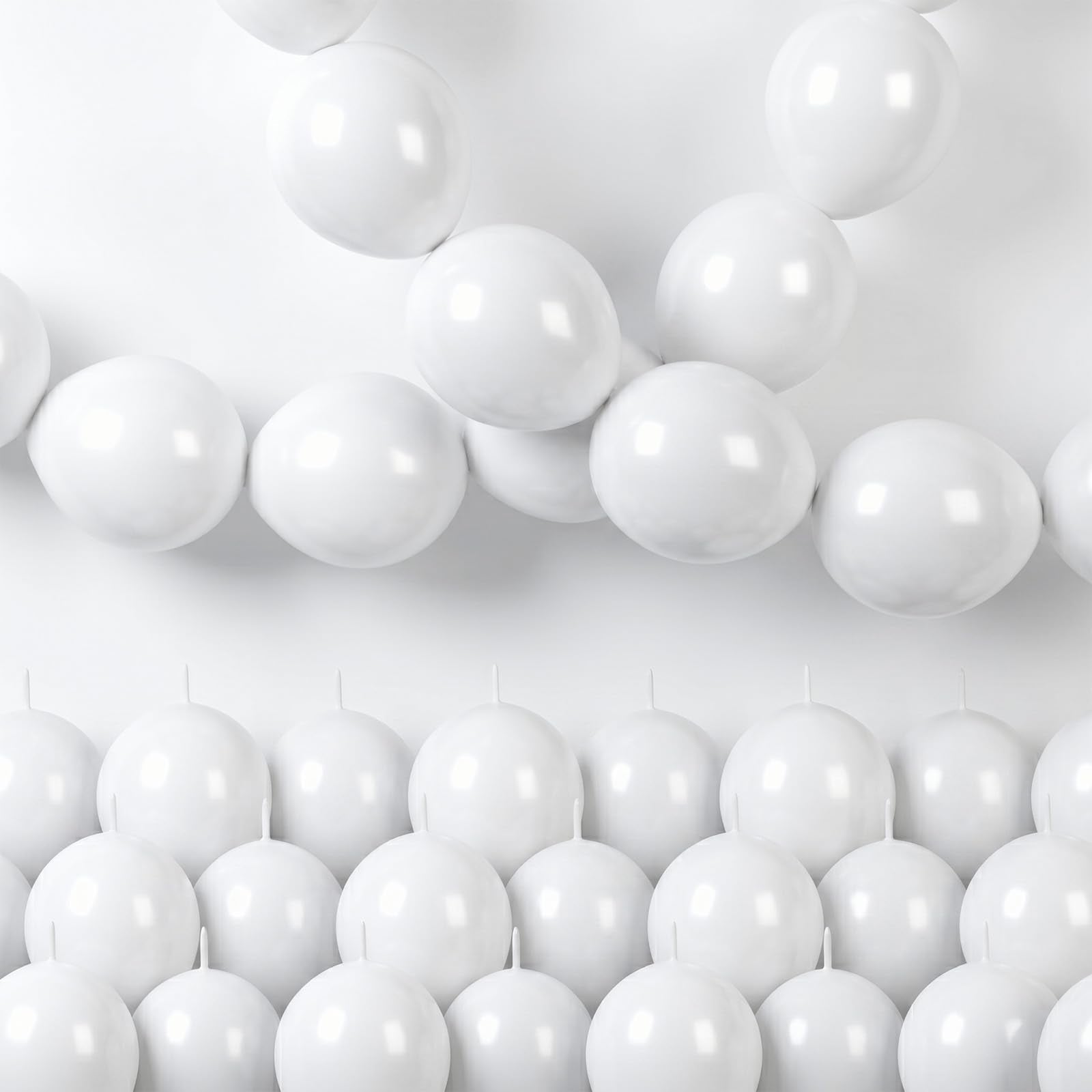 Govpy 100-Pack White Quick Link Balloons (10 inch) – Easy Assemble Pearl Balloon Chain for Parties, Weddings, Birthdays