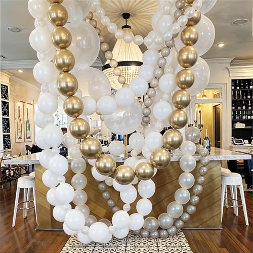 Govpy 100-Pack White Quick Link Balloons (10 inch) – Easy Assemble Pearl Balloon Chain for Parties, Weddings, Birthdays