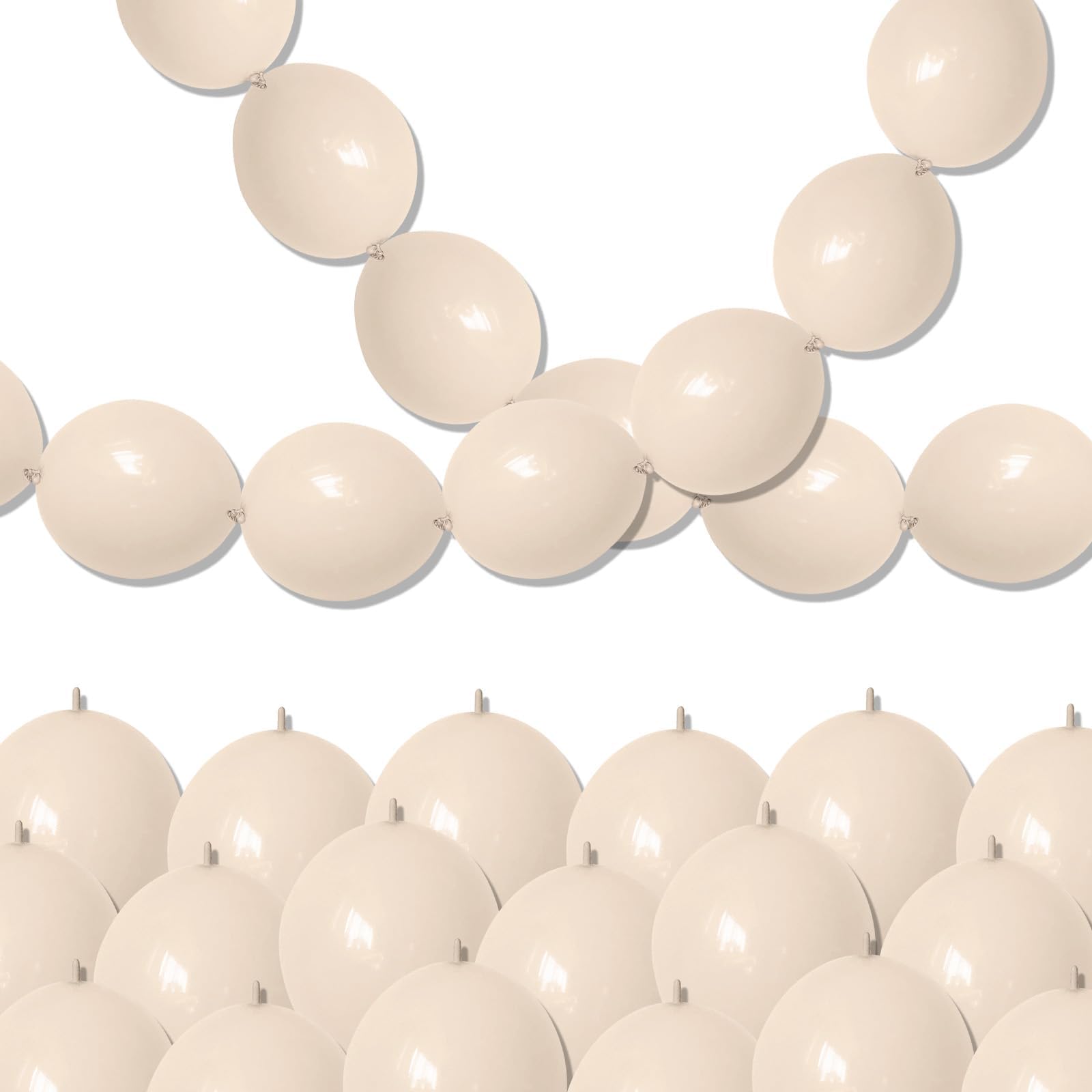 Govpy 60-Pack 10-Inch Sand White Quick Link Balloons for Party Decorations