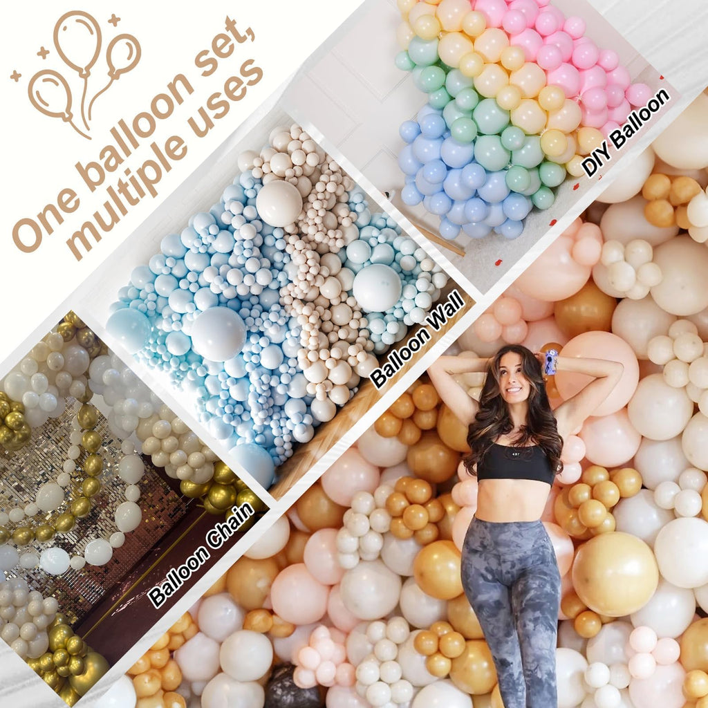Govpy 60-Pack 10-Inch Sand White Quick Link Balloons for Party Decorations