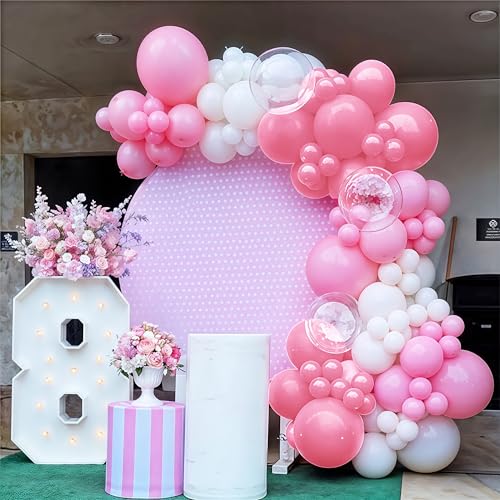 Govpy 60-Pack Pastel Pink and White Balloons with Bow Design for Parties