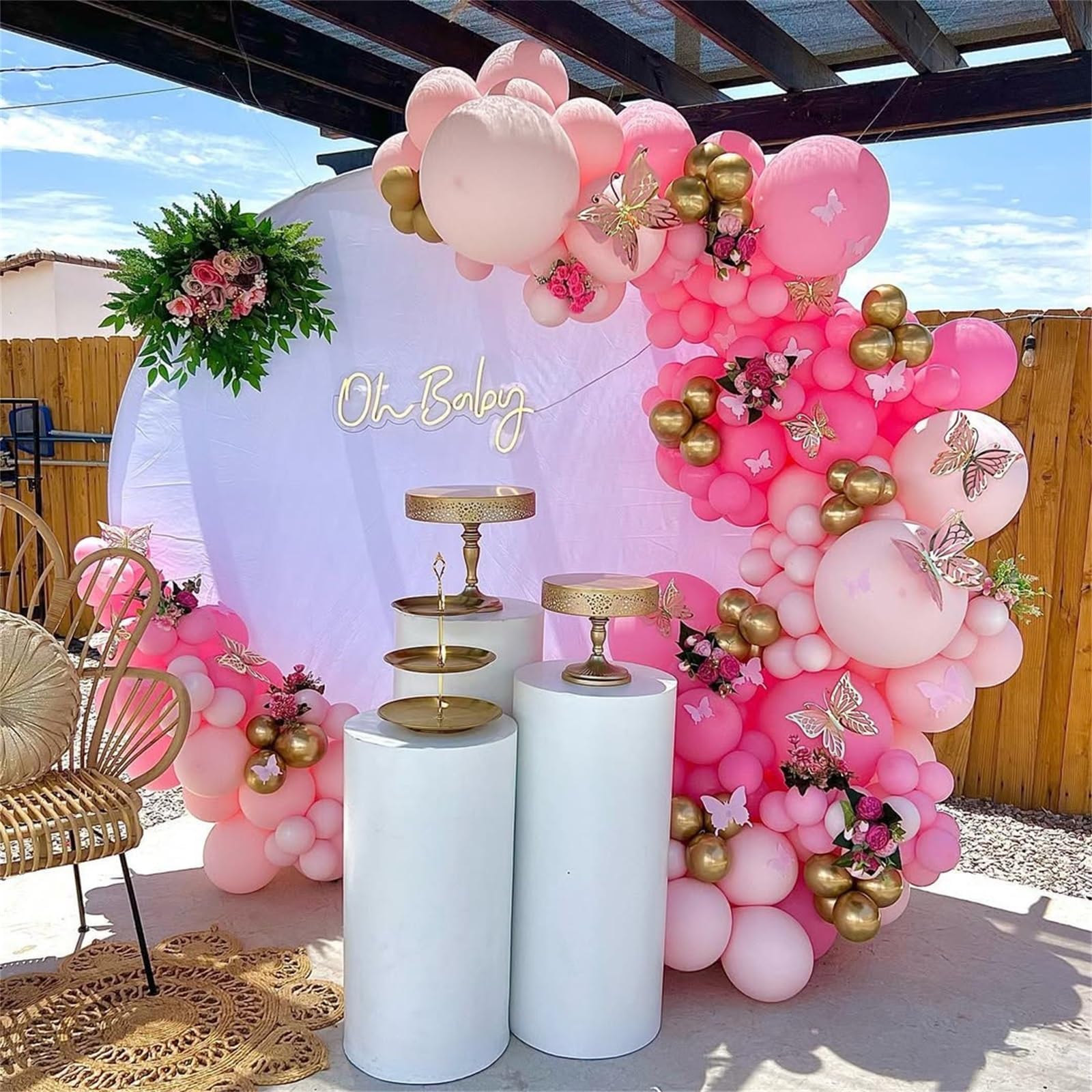 Govpy 60-Pack Pastel Pink and White Balloons with Bow Design for Parties