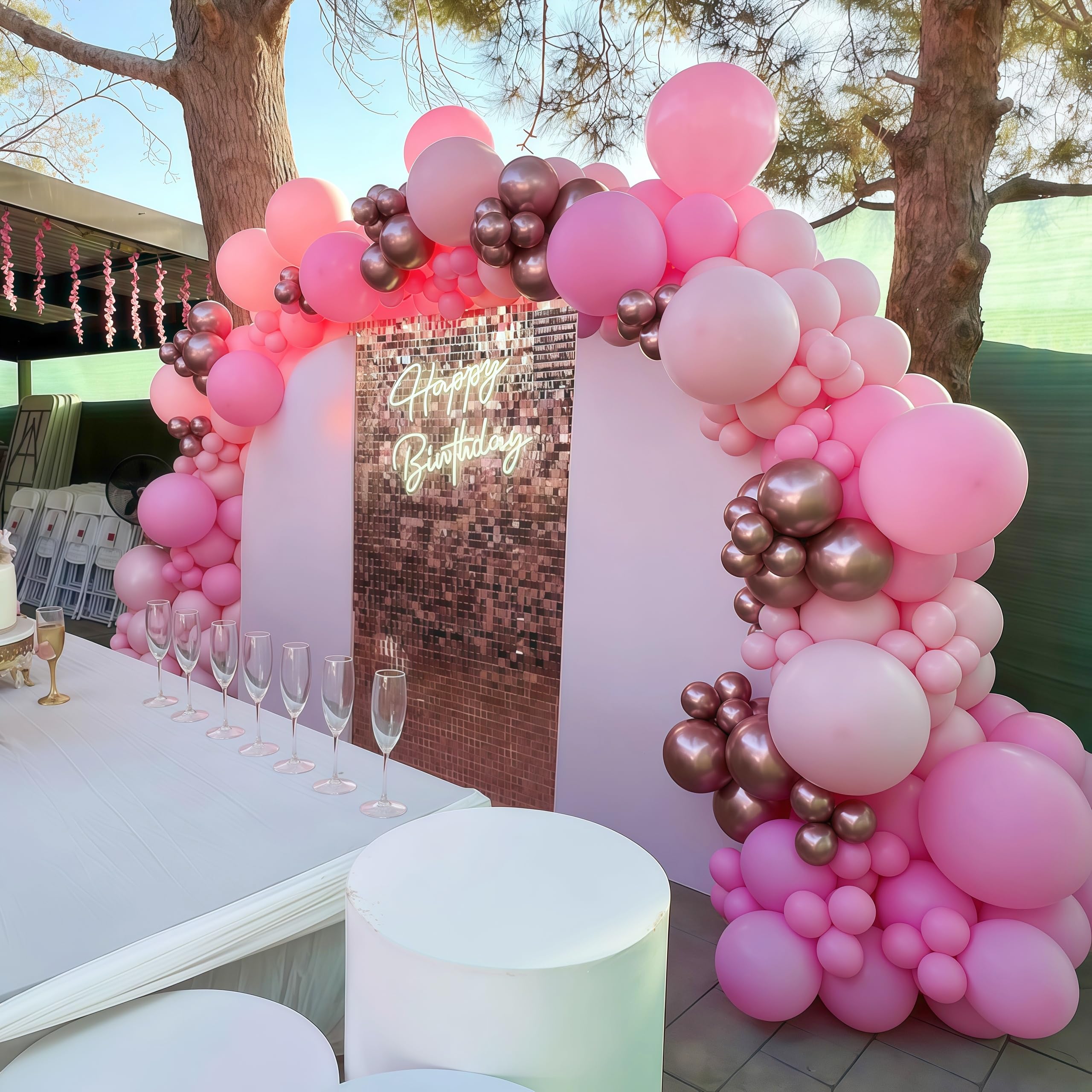 Govpy 60-Pack Pastel Pink and White Balloons with Bow Design for Parties