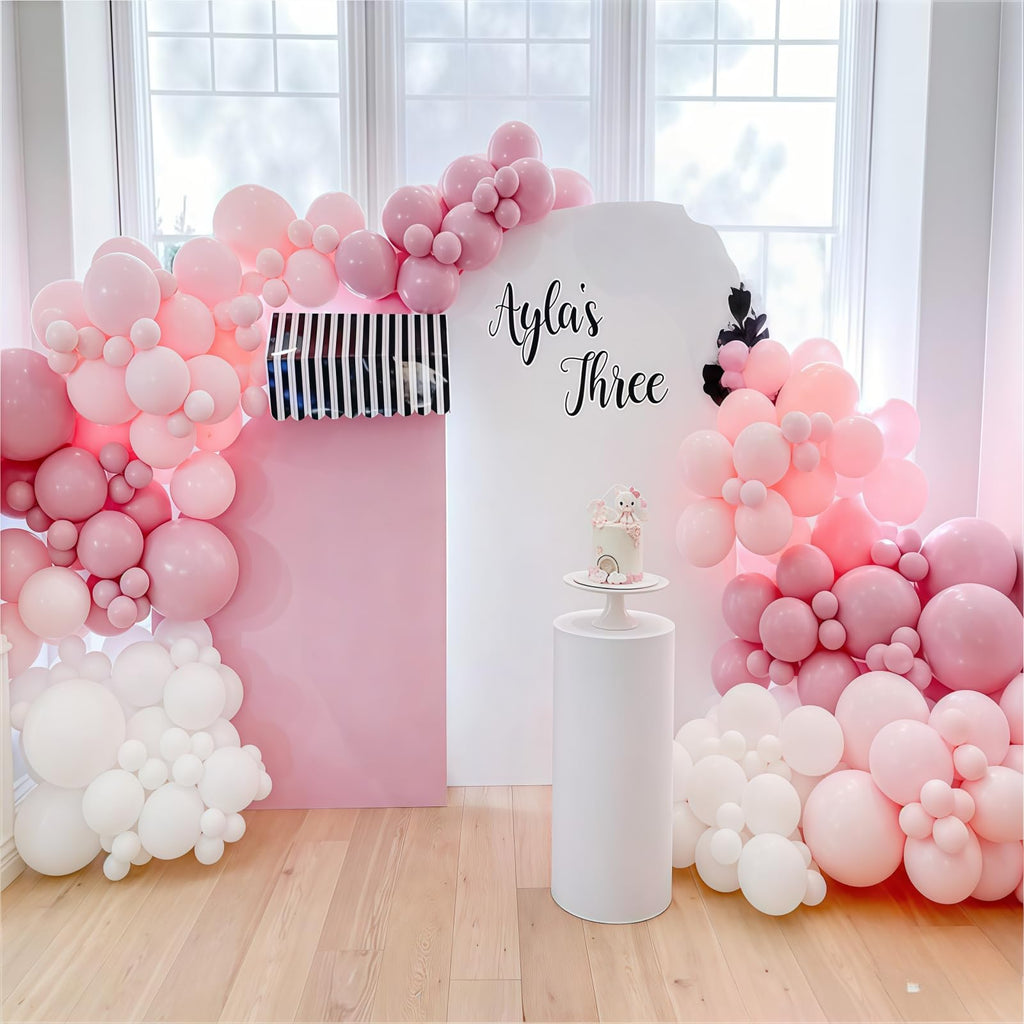 Govpy 60-Pack Pastel Pink and White Balloons with Bow Design for Parties