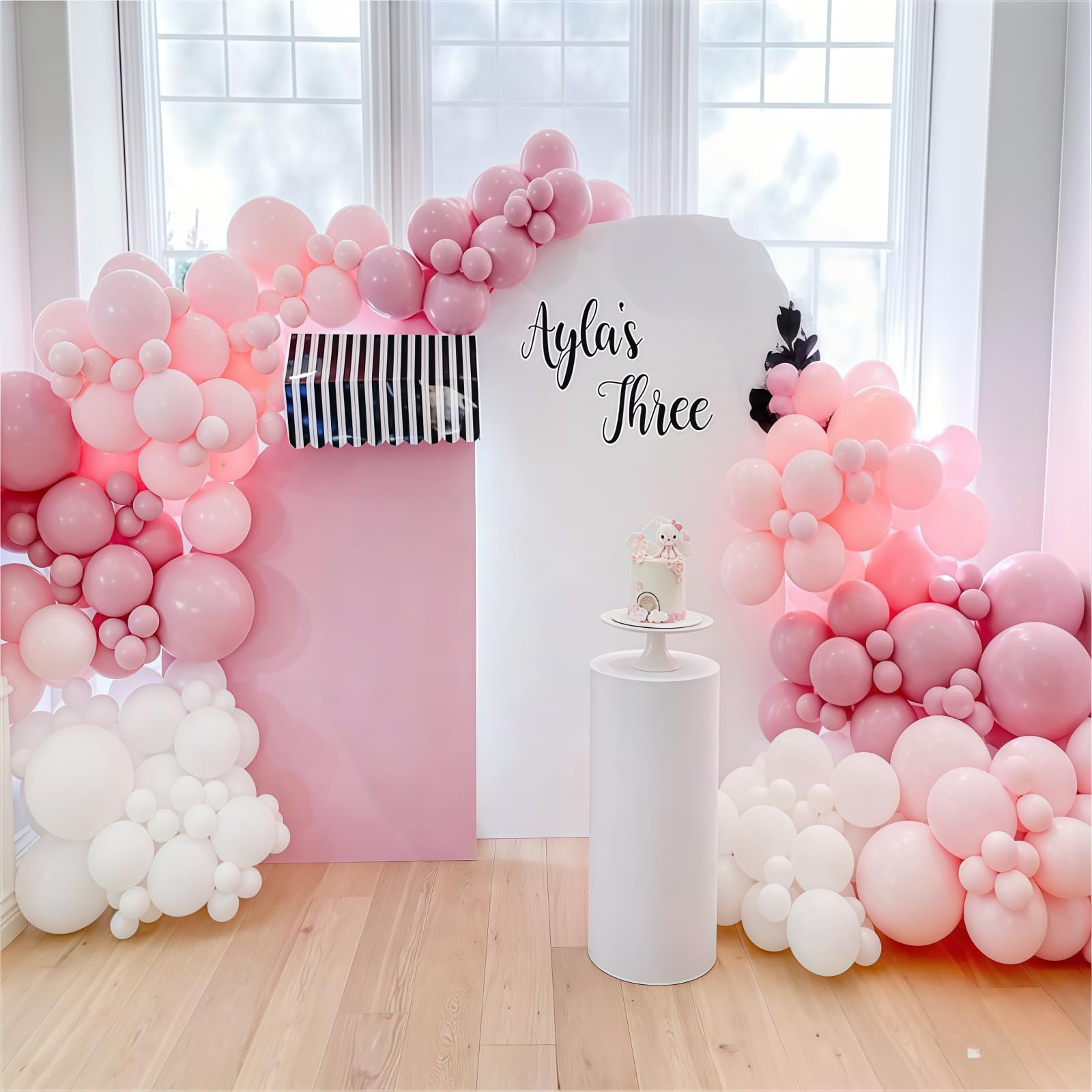 Govpy 60-Pack Pastel Pink and White Balloons with Bow Design for Parties