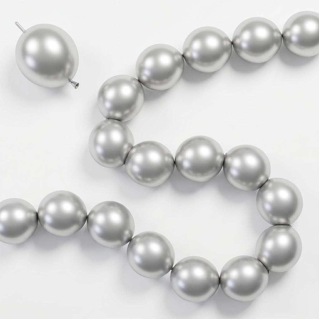 Govpy 60PCS 6-Inch Metallic Silver Link Balloons with Tails for Easy Balloon Arch, Chain, and Wall Decorations