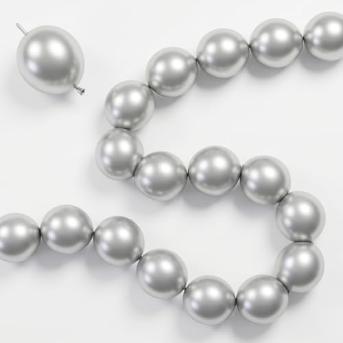 Govpy 60PCS 6-Inch Metallic Silver Link Balloons with Tails for Easy Balloon Arch, Chain, and Wall Decorations