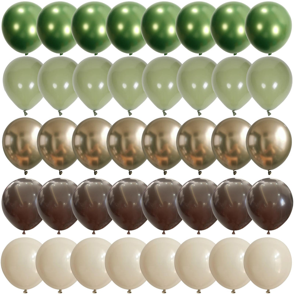 Govpy 60Pcs Sage Green Brown Camo Army Balloons for Woodland Party