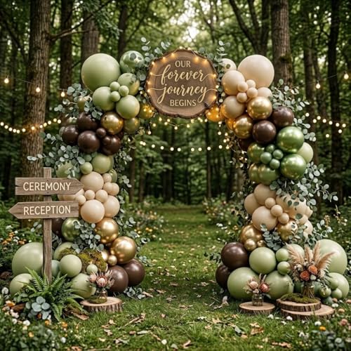 Govpy 60Pcs Sage Green Brown Camo Army Balloons for Woodland Party
