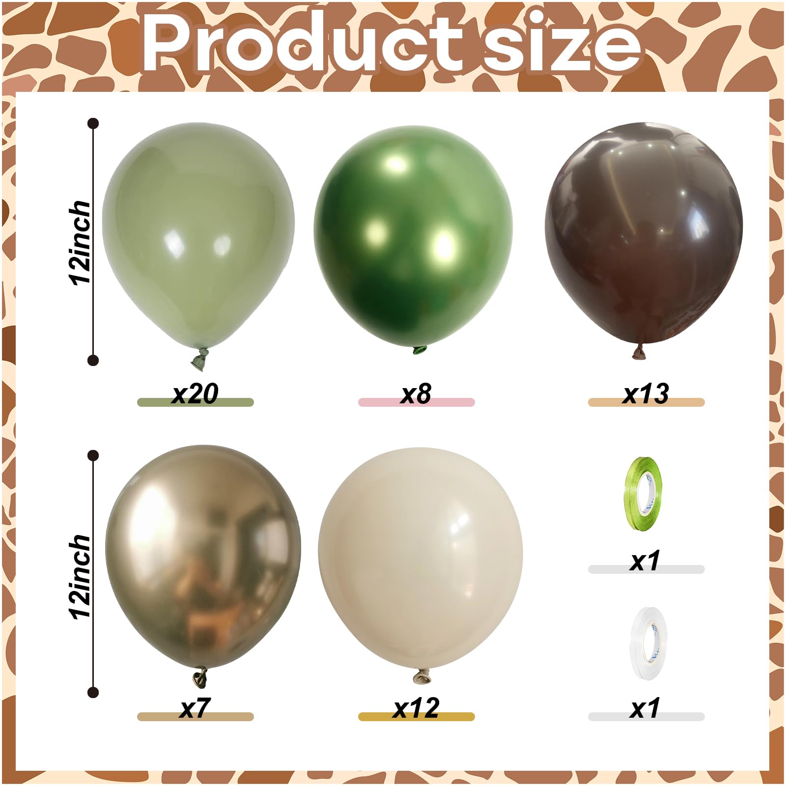 Govpy 60Pcs Sage Green Brown Camo Army Balloons for Woodland Party