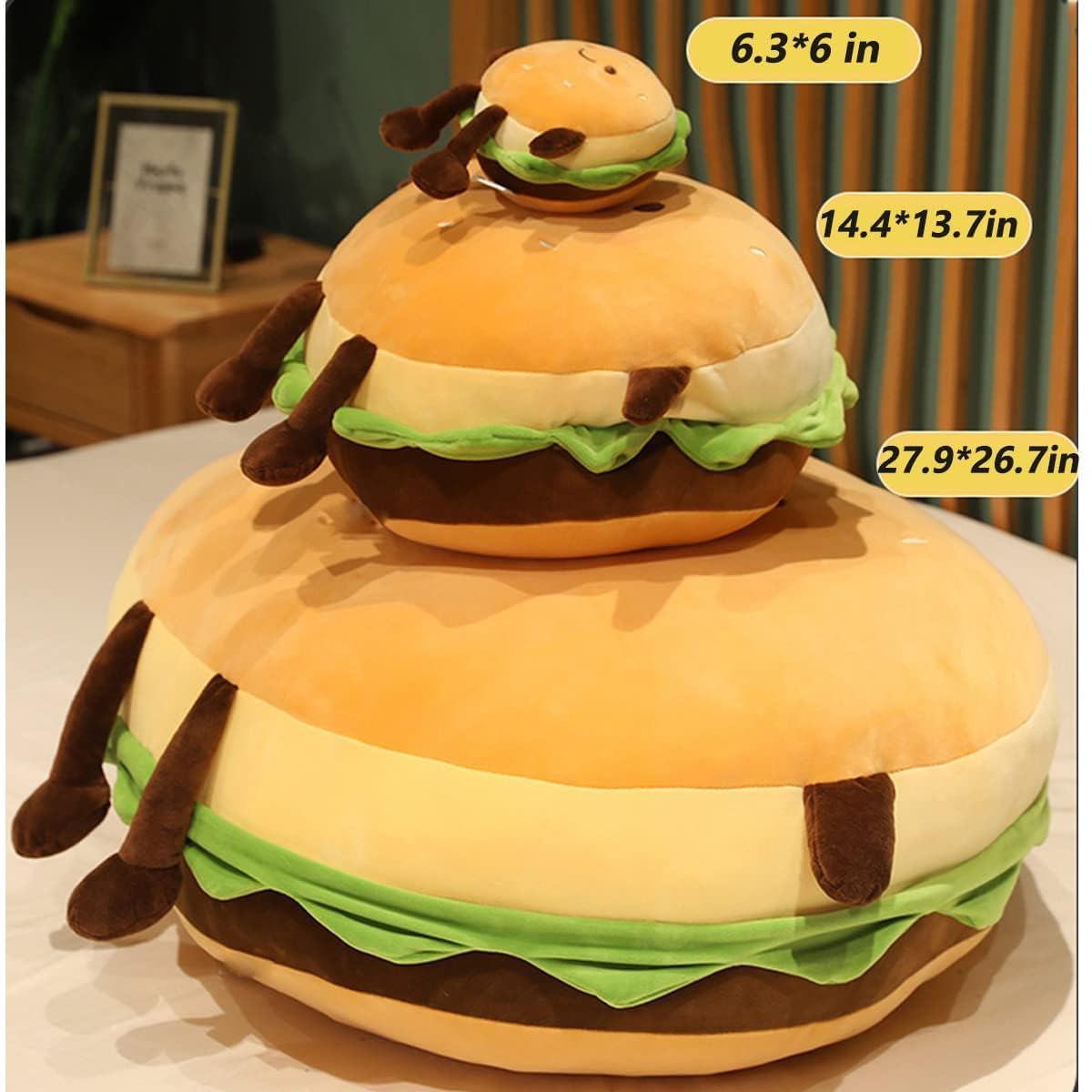 Goylmc 6-Inch Hamburger Plush Toy - Soft PP Cotton Stuffed Food Pillow for Kids
