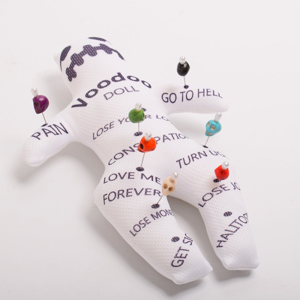 GRACEART 9-Inch Handsewn Voodoo Doll with 7 Skull Pins – Stress Relief Gag Gift (Style-A)