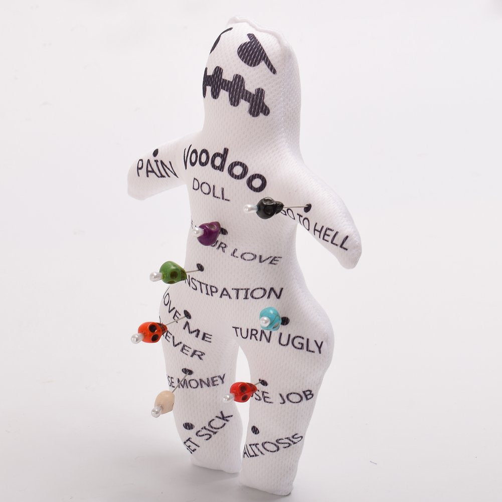 GRACEART 9-Inch Handsewn Voodoo Doll with 7 Skull Pins – Stress Relief Gag Gift (Style-A)
