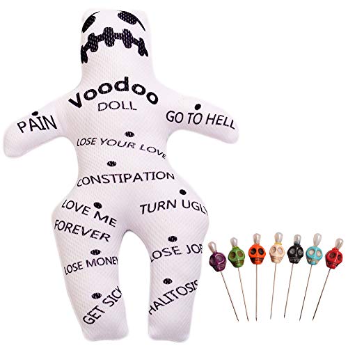 GRACEART 9-Inch Handsewn Voodoo Doll with 7 Skull Pins – Stress Relief Gag Gift (Style-A)