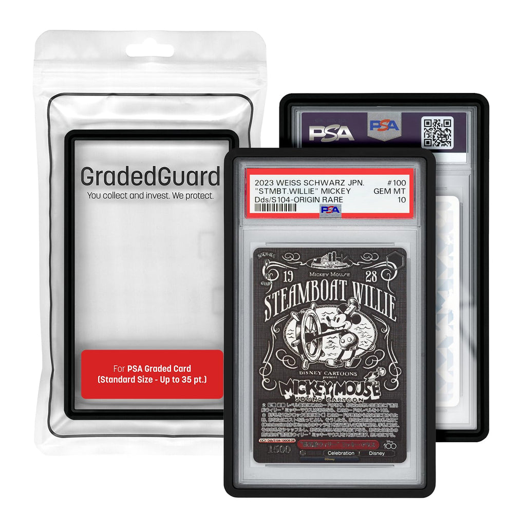 GradedGuard PSA Card Slab Protector Case – Impact-Resistant TPU Holder for Standard PSA Graded Cards, Drop & Scratch Proof, Stackable (Black)