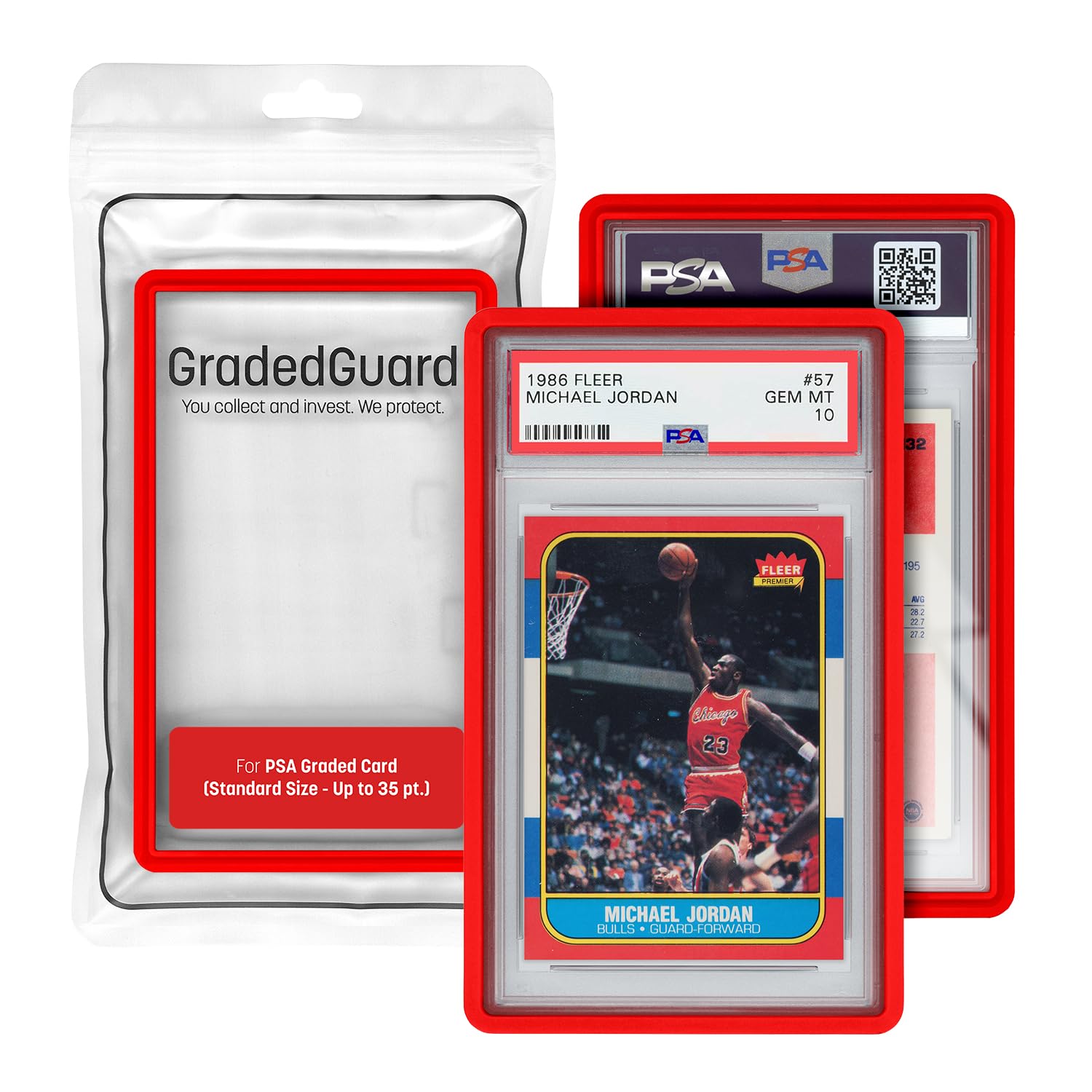 GradedGuard PSA Card Slab Protector Case – Red, Impact-Resistant TPU for Standard PSA Graded Cards