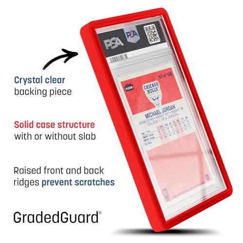 GradedGuard PSA Card Slab Protector Case – Red, Impact-Resistant TPU for Standard PSA Graded Cards