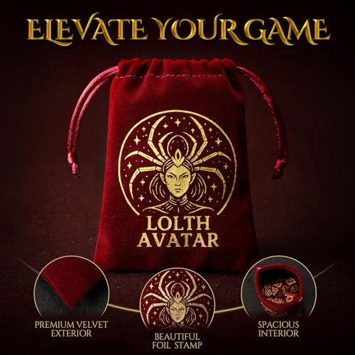Grajar Vintage Boss Totem 35-Piece Polyhedral Dice Set with 5 Velvet Pouches – D&D & RPG