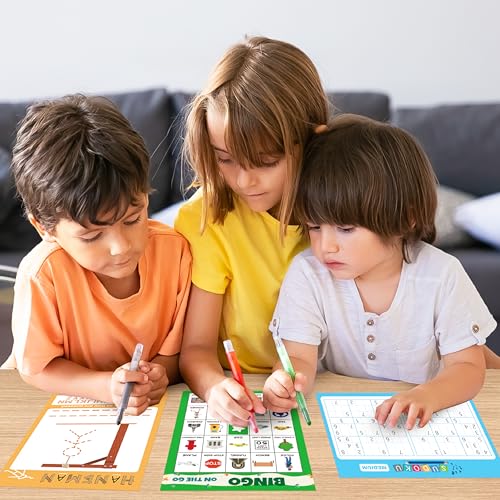 GRANDLMOON 5 Portable Travel Game Pad with 75 Sheets – Classic Pencil & Paper Games for On-the-Go Fun (6 x 9 Inches)