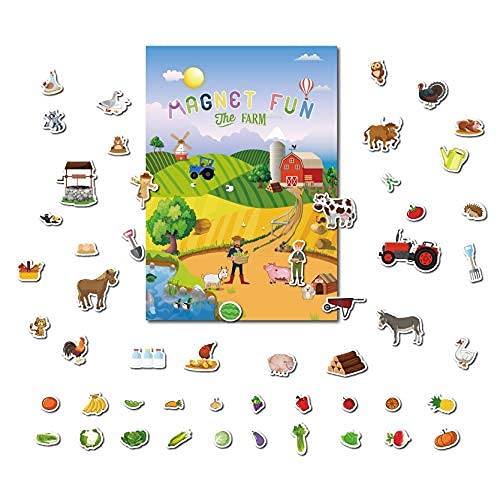 GRANDLMOON Farm Life Magnetic Playboard - 58 Pieces Portable Folding Board for Kids Ages 5+