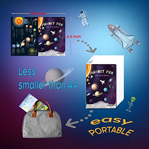 GRANDLMOON Magnetic Solar System Playboard – 39-Piece Portable Space Learning Set with Planets, Ships, and Astronaut Magnets