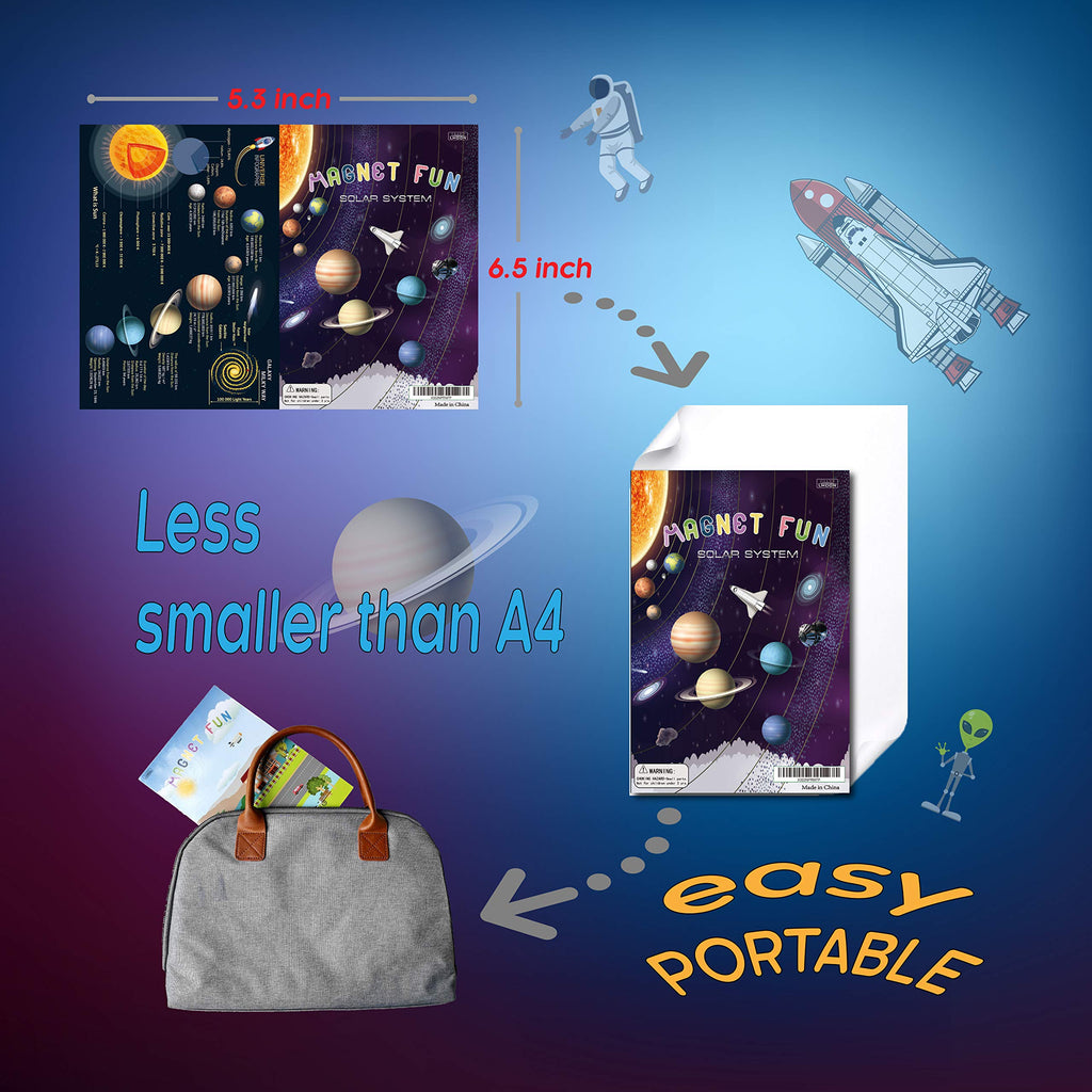 GRANDLMOON Magnetic Solar System Playboard – 39-Piece Portable Space Learning Set with Planets, Ships, and Astronaut Magnets